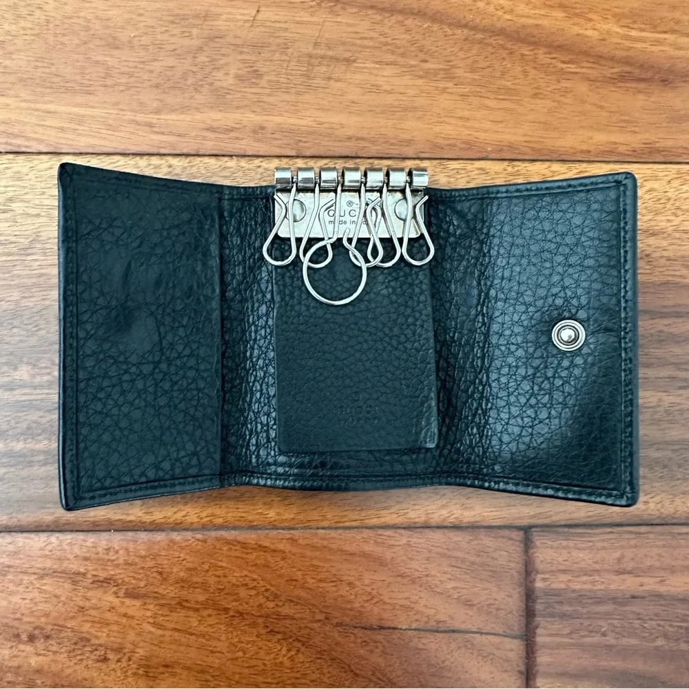 Authentic Vintage Gucci Black Leather Key Case & Card Holder